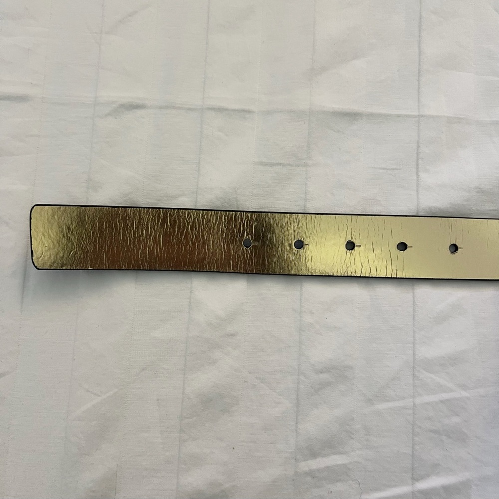 MK Black & Gold Leather Belt - Picture 4 of 5